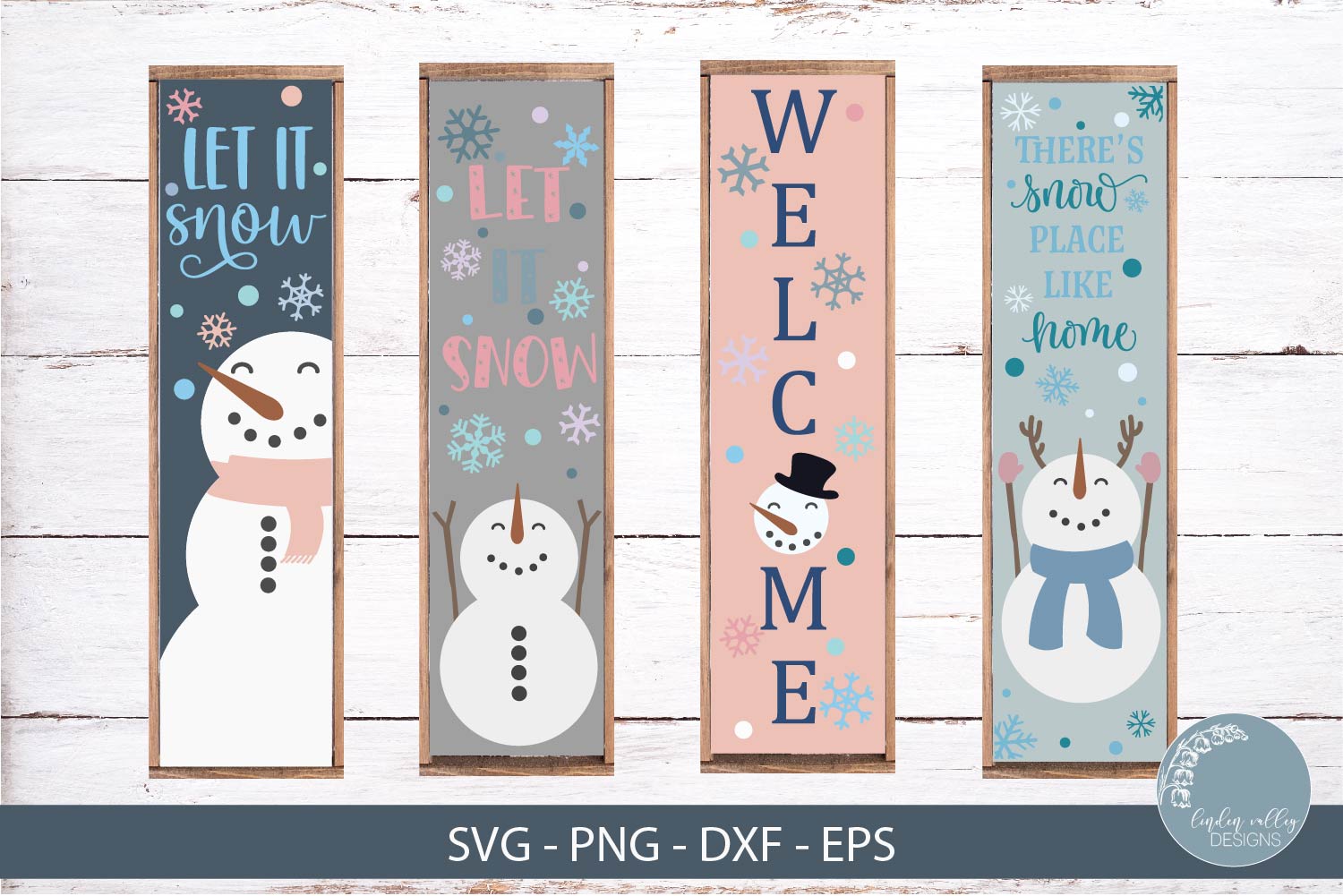 Snowman Porch Sign Bundle|Winter Vertical Sign Bundle - So Fontsy