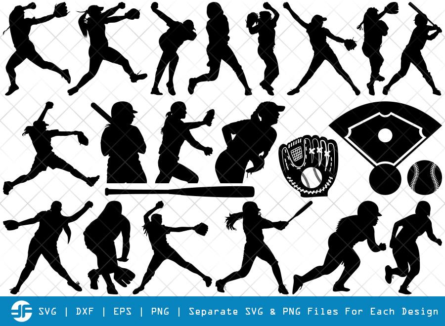 Download Softball Svg Cut Files Softball Player Silhouette Bundle So Fontsy