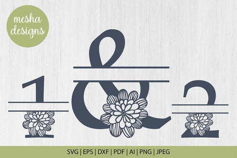 Download Split Floral Alphabet Svg Monogram Set 0 To 9 Floral Numbers Set Svg So Fontsy