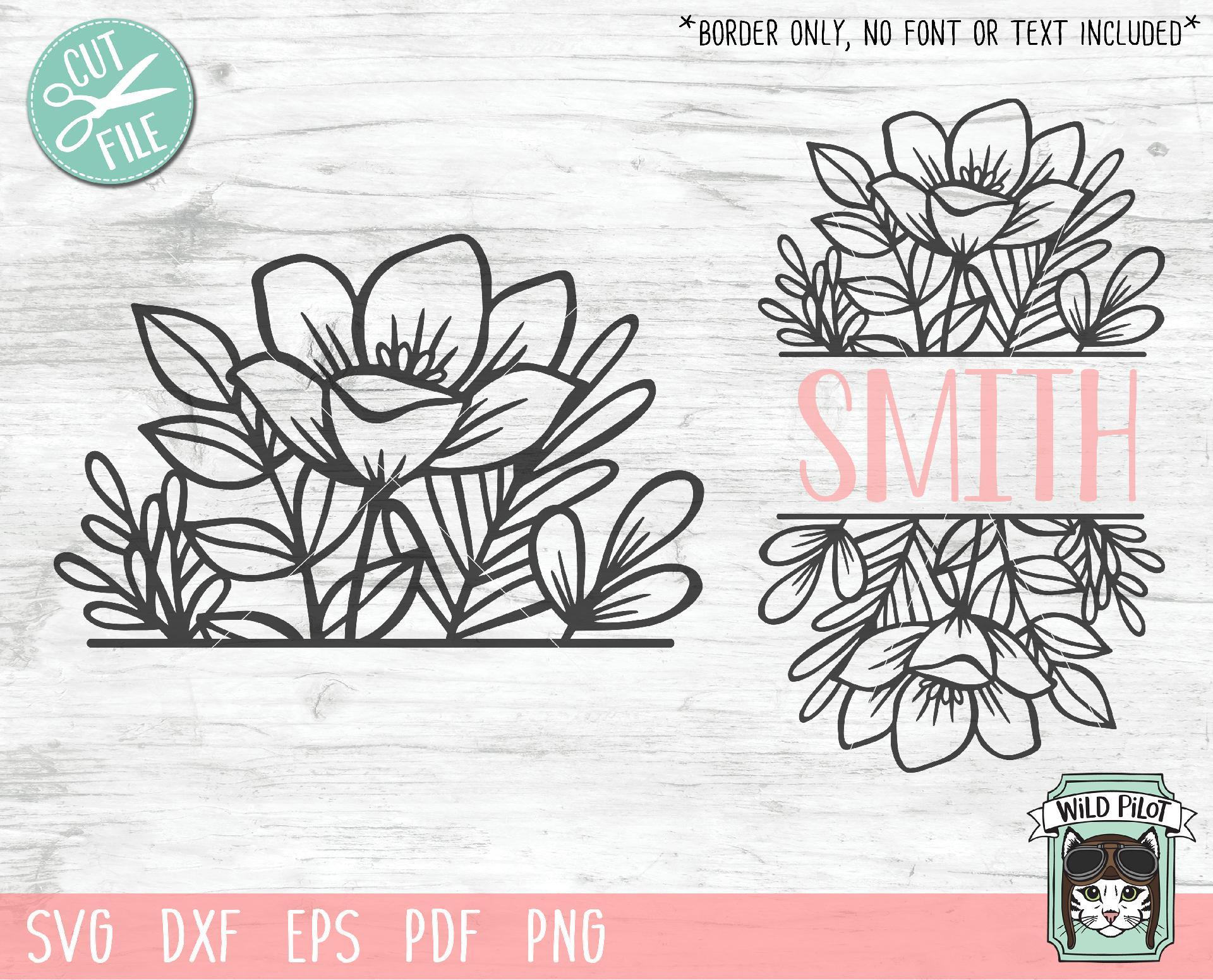 Download Split Floral Monogram Border Svg Cut File So Fontsy