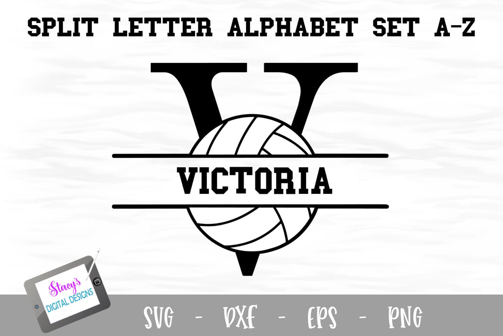 Download Split Letters A Z 26 Split Monogram Volleyball Svg Alphabet So Fontsy