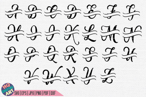 Download Split Monogram Alphabet Svg 26 Split Letters So Fontsy