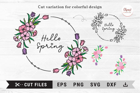 Download Spring Floral Wreath Svg Spring Flowers Monogram Frame Svg Png Eps Dxf Cricut Silhouette So Fontsy