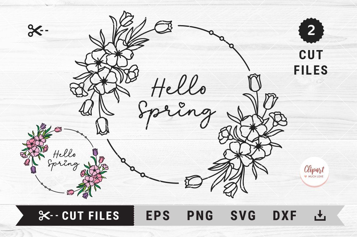 Download Spring Floral Wreath Svg Spring Flowers Monogram Frame Svg Png Eps Dxf Cricut Silhouette So Fontsy