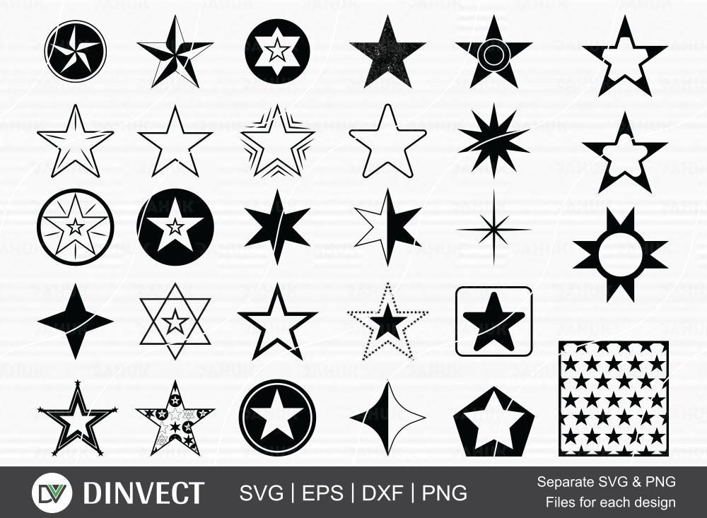 Star bundle SVG, Star silhouette, pentagram clipart, Cut File, for ...
