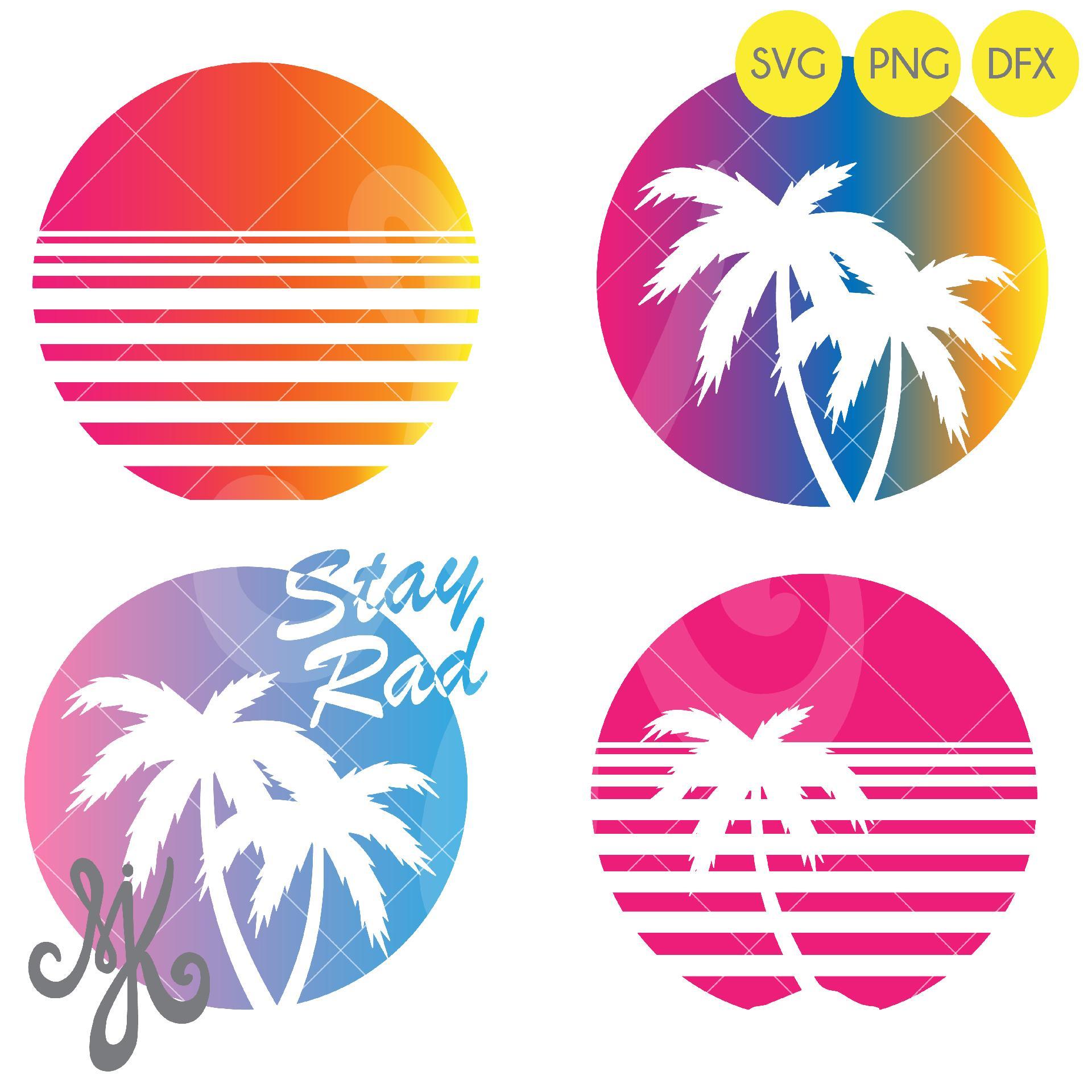 Download Stay Rad Palm Tree Sunset Combo So Fontsy