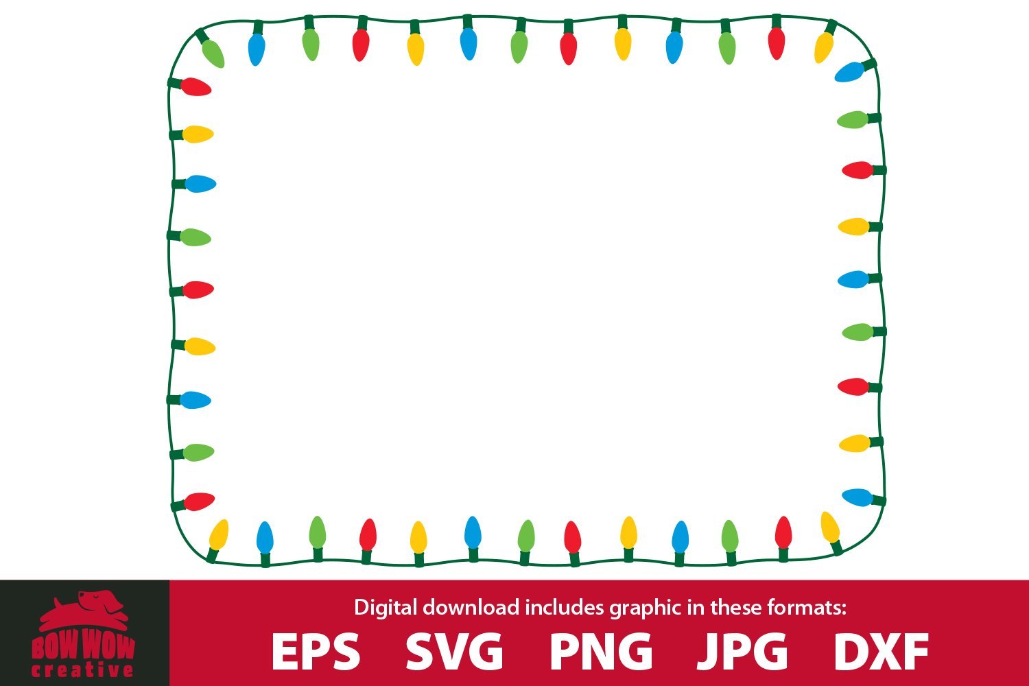 Download String Of Christmas Lights Frame Border Svg Sign Cutting File Clipart So Fontsy