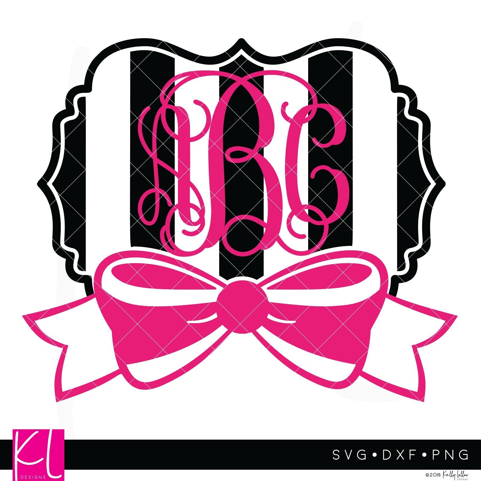 Download Striped Monogram Frame With Bow So Fontsy