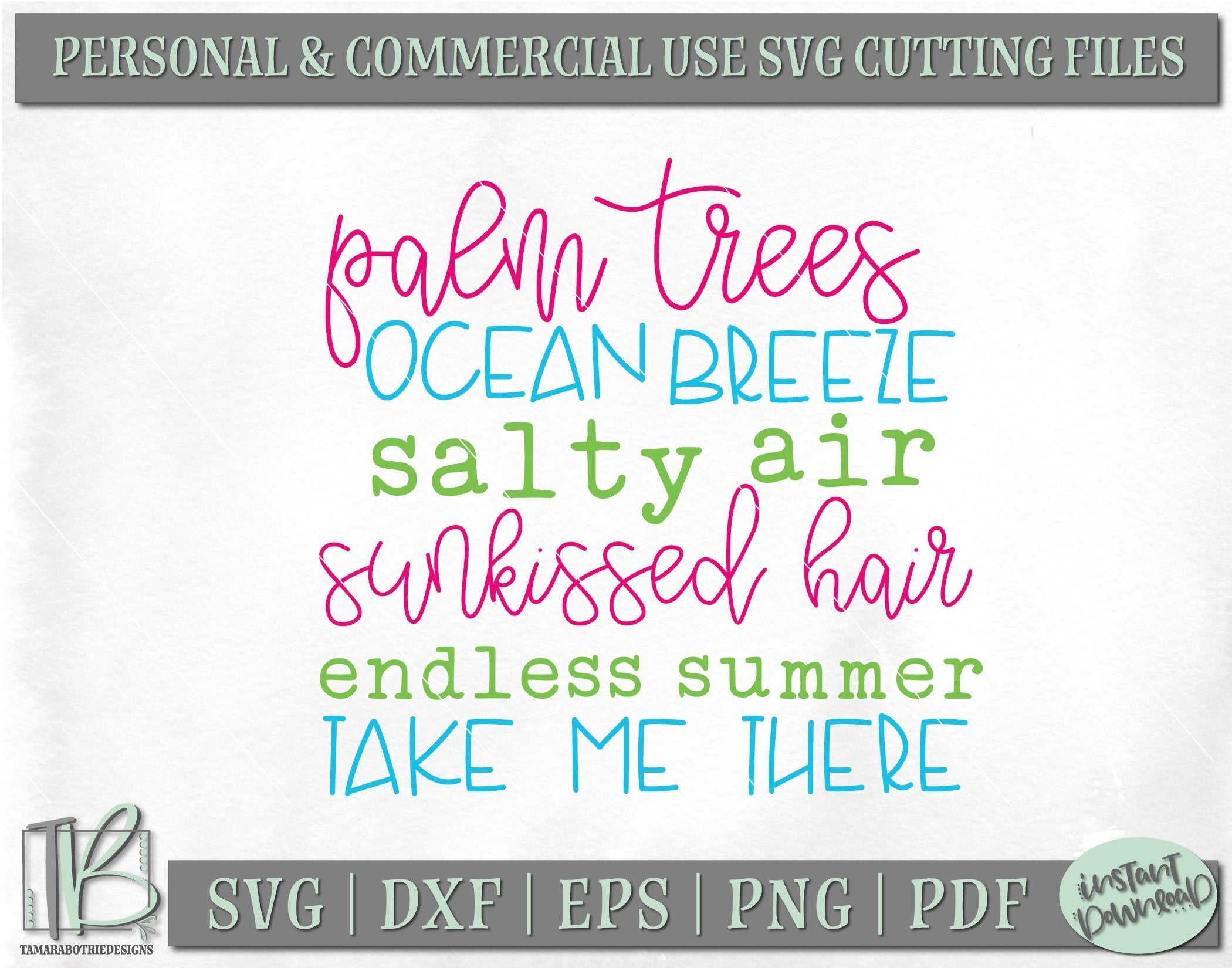 Download Summer Quote Svg Palm Trees Ocean Breeze Salty Air Sunkissed Hair Endless Summer Take Me There So Fontsy