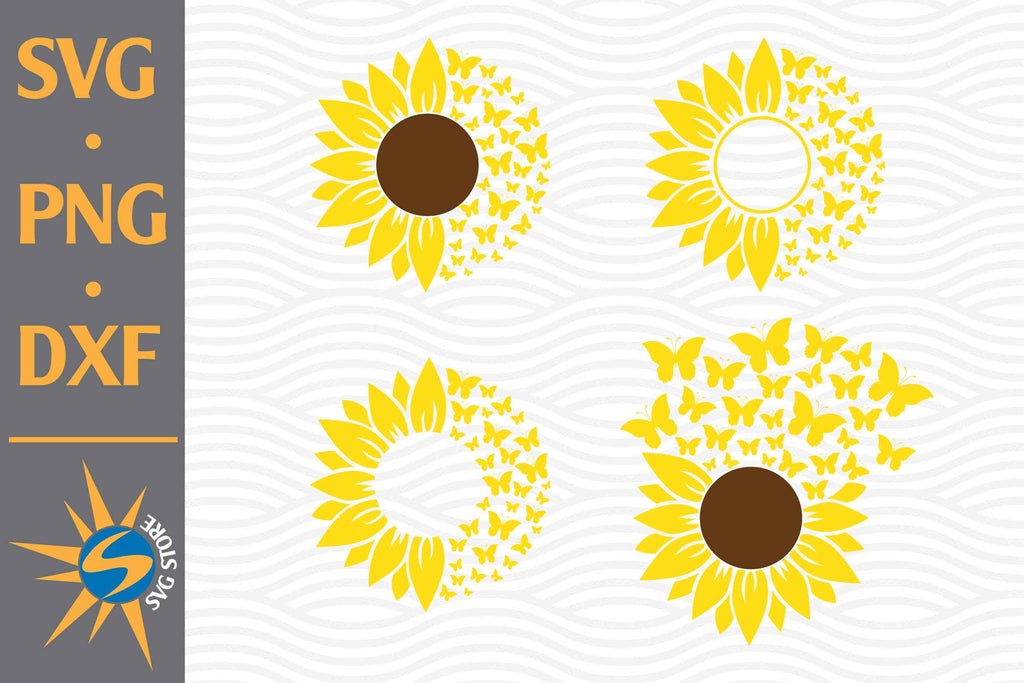 Sunflower Butterfly SVG, PNG, DXF Digital Files Include - So Fontsy