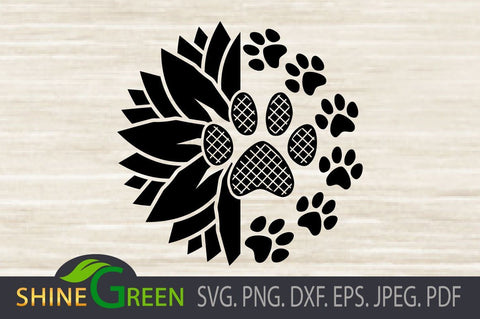 Download Sunflower Dog Cat Paw Print Svg Pet Animal Lovers Dxf So Fontsy