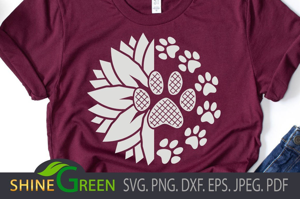 Sunflower Dog, Cat Paw Print SVG - Pet, Animal Lovers DXF ...