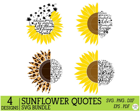 Download Sunflower Quote Saying Bundle Svg Sunflower Rustic Farmhouse So Fontsy