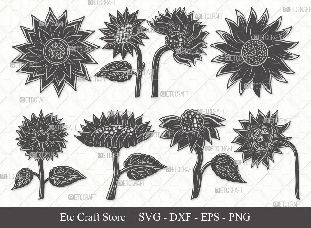 Download Sunflower Silhouette Svg Cut Files Sunflower Bundle Sunflower Silhouette Sunflower Outline Vector Cutting Files Floral Svg Eps Dxf Png So Fontsy