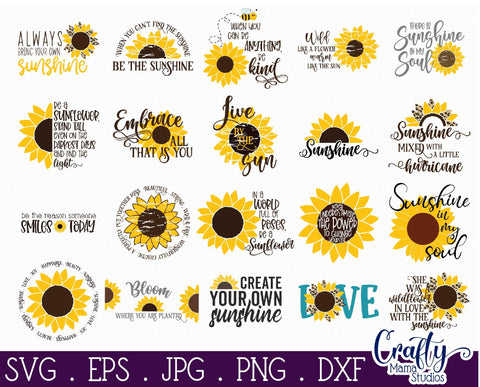 Free Sunflower Svg Bundles SVG PNG EPS DXF File