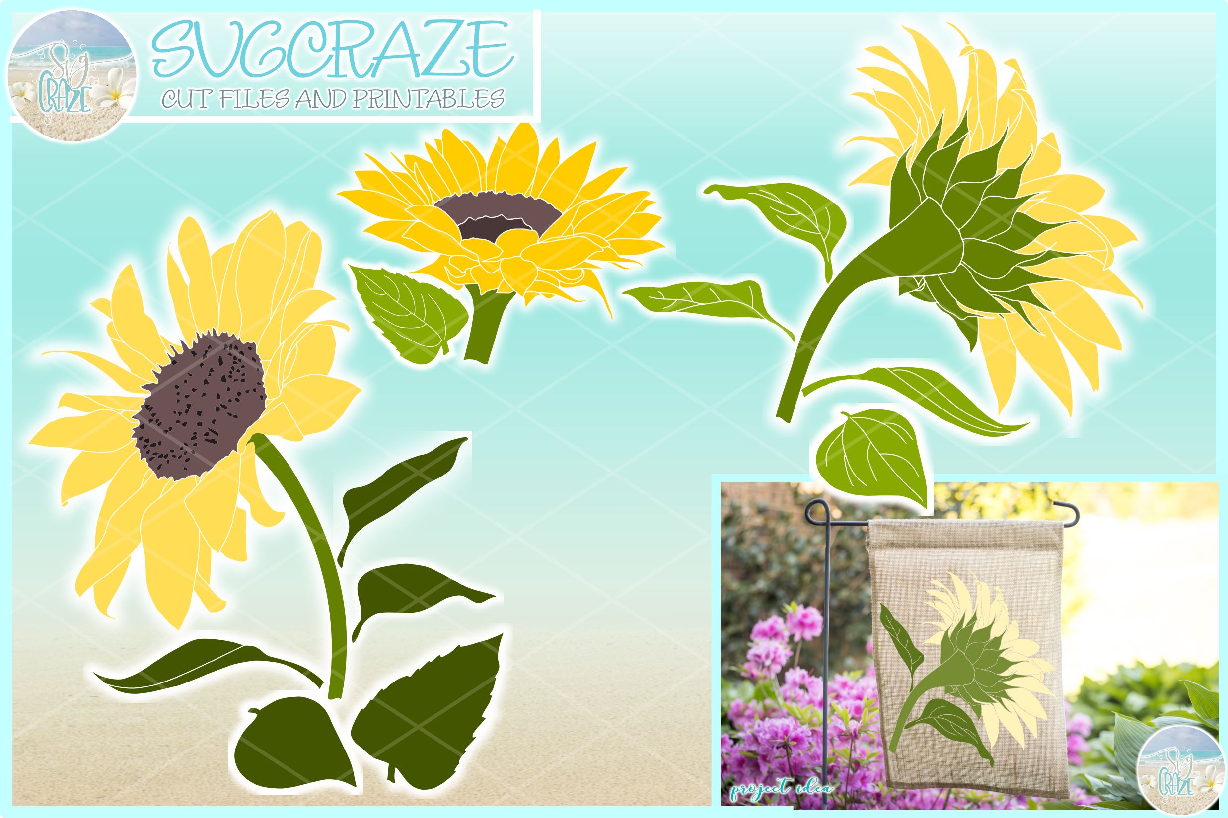 Download Sunflowers And Leaves Svg So Fontsy