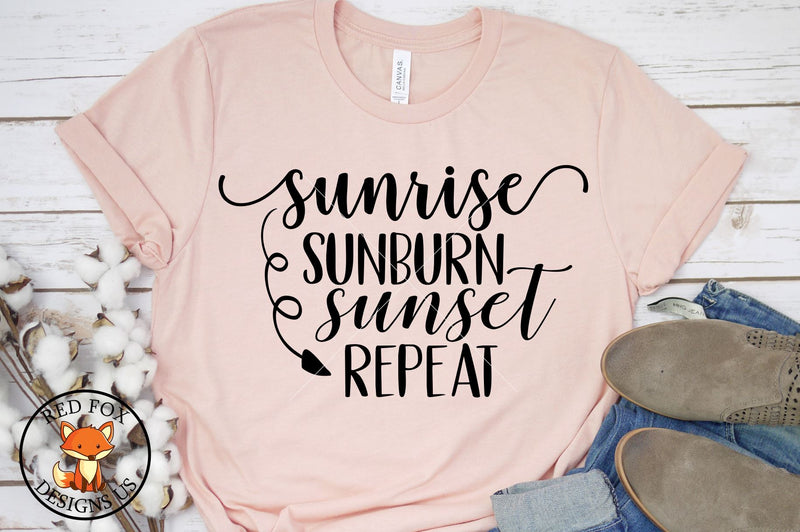 Sunrise Sunburn Sunset Repeat SVG | Ocean Svg | Beach Svg - So Fontsy