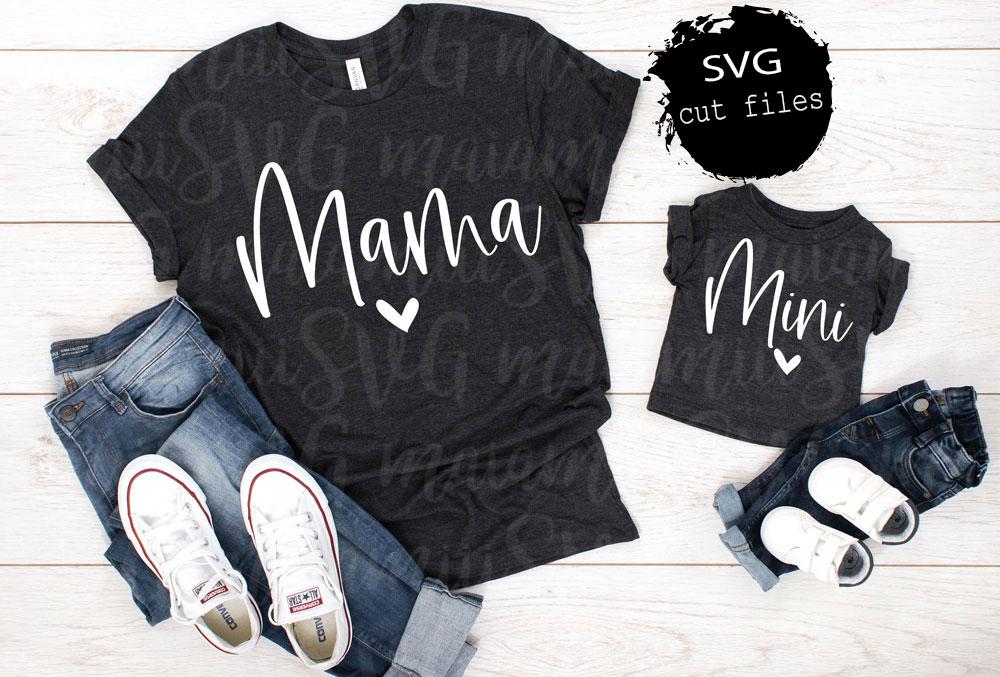 Download Svg Files Mama And Mini Mommy And Me Svg Newborn Svg Mom And Baby Svg Mama Mini Shirt Mom Life Svg So Fontsy