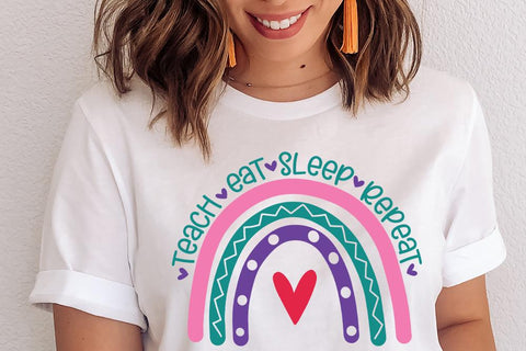 Download Teach Eat Sleep Repeat Boho Rainbow Svg Teacher Design Svg Dxf Png Jpg So Fontsy