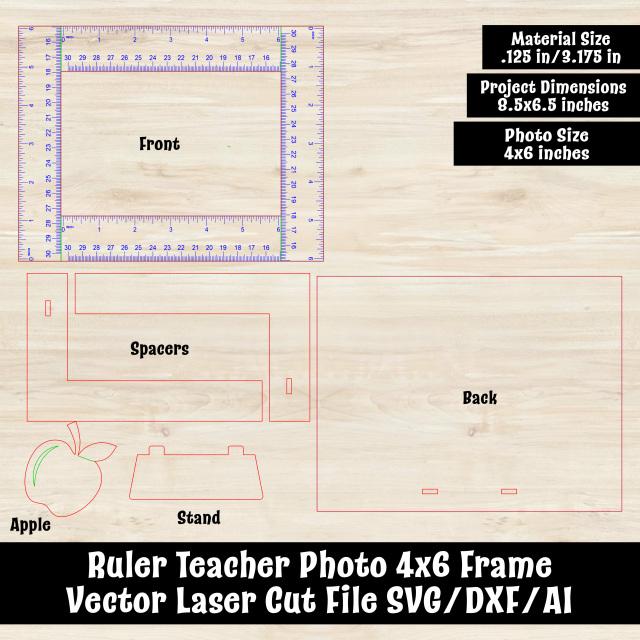 Download Teacher Ruler Frame Vector Laser Cut File - So Fontsy