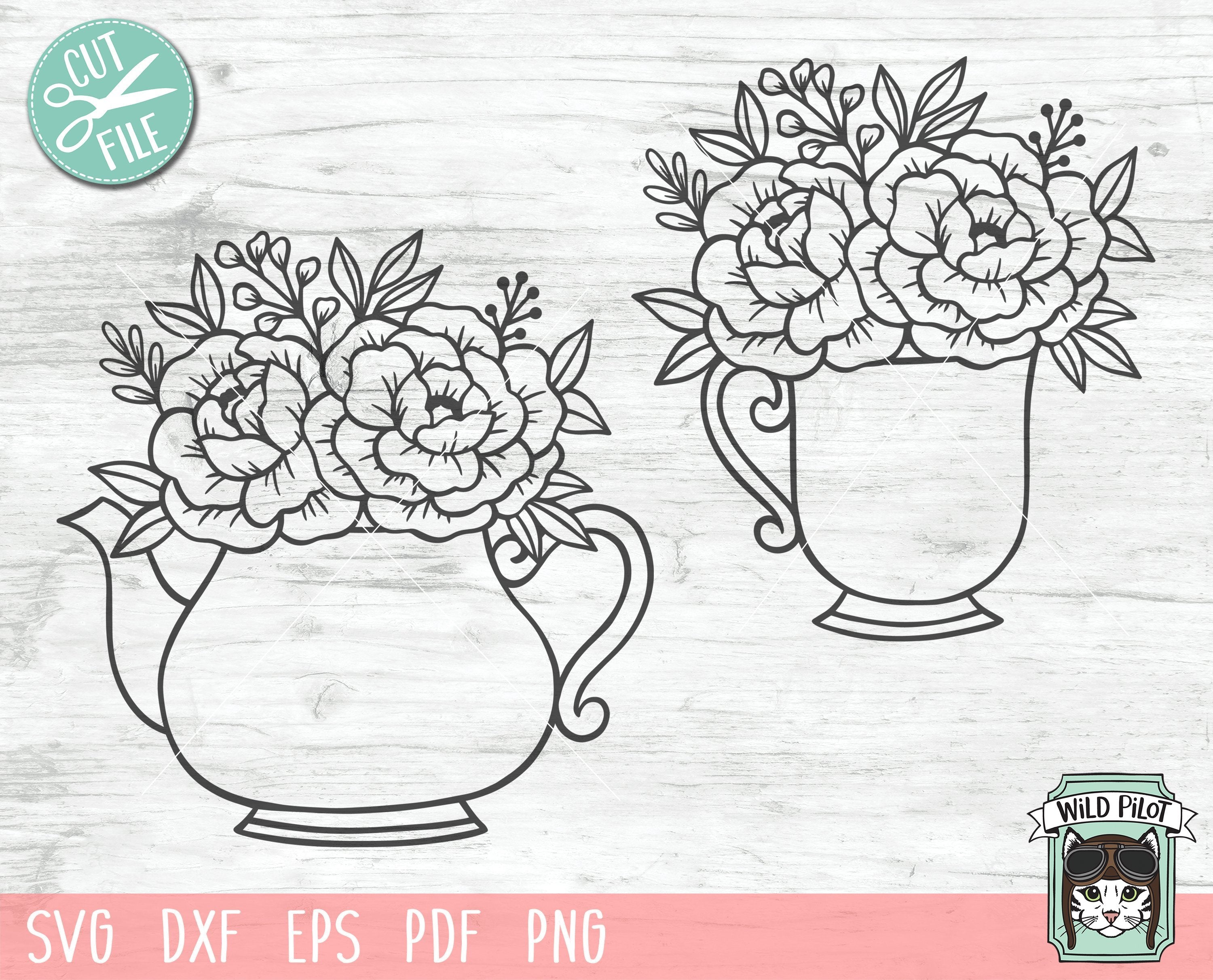 Download Teapot Flowers Svg Cut File So Fontsy