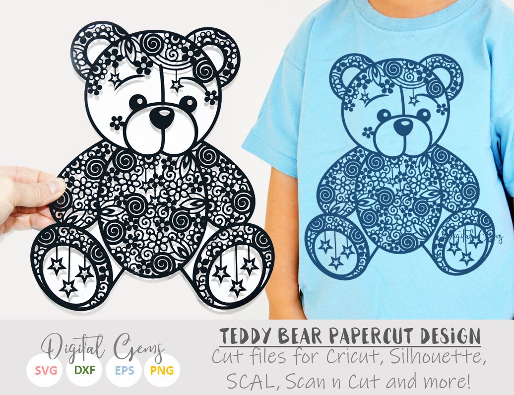 Download Teddy Bear Paper Cut Svg Dxf Eps Files So Fontsy