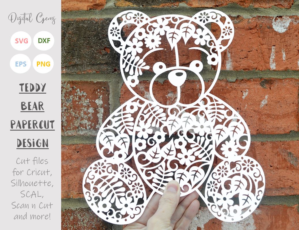 Teddy Bear Paper Cut Svg Dxf Eps Files So Fontsy