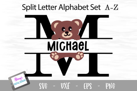 Download Teddy Bear Split Letters A Z 26 Split Monogram Svg Files So Fontsy