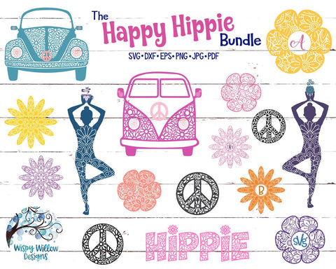 Download The Happy Hippie Svg Bundle Mandala Zentangle Flowers So Fontsy