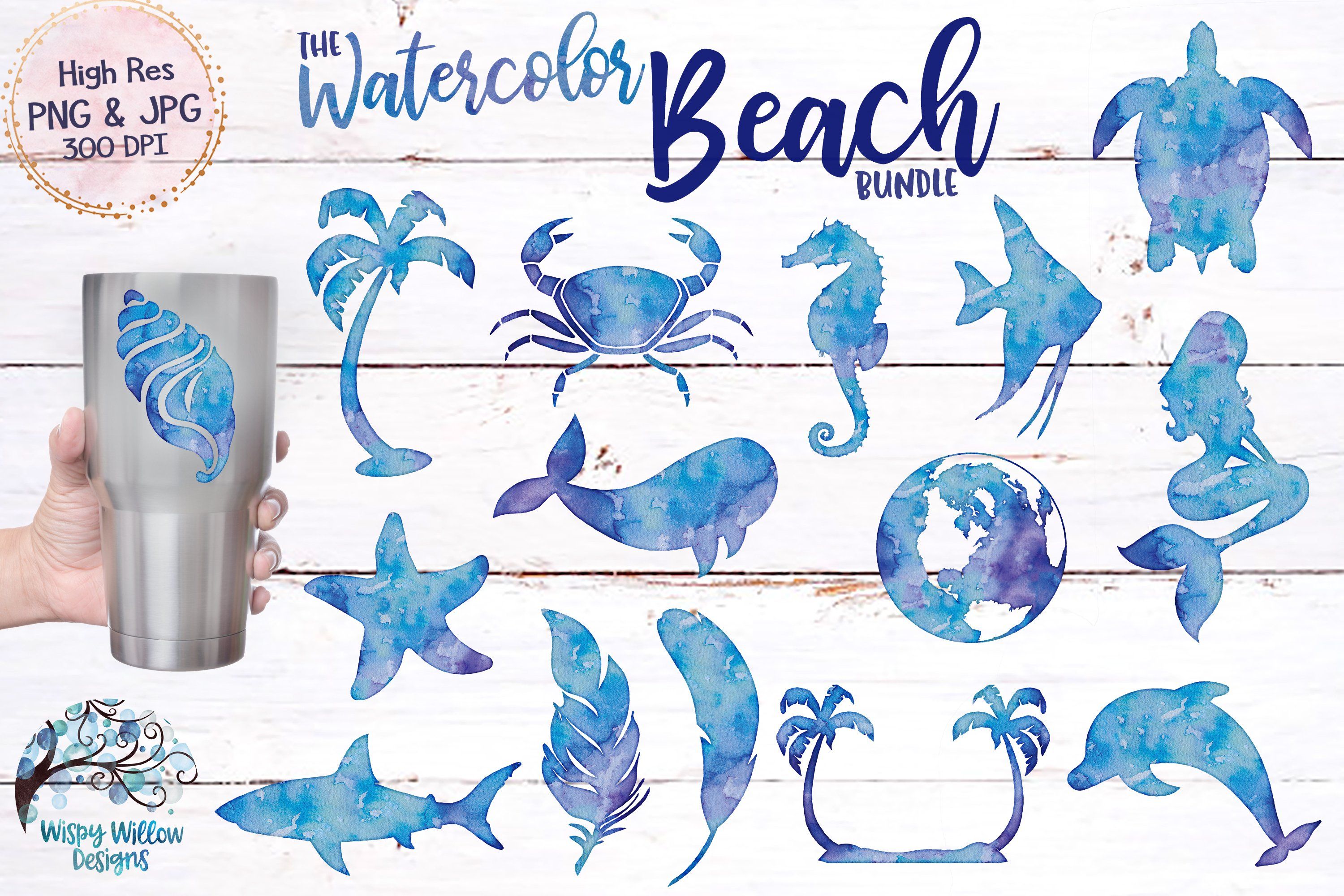 Download The Watercolor Beach Bundle Png Sublimation Clip Art So Fontsy