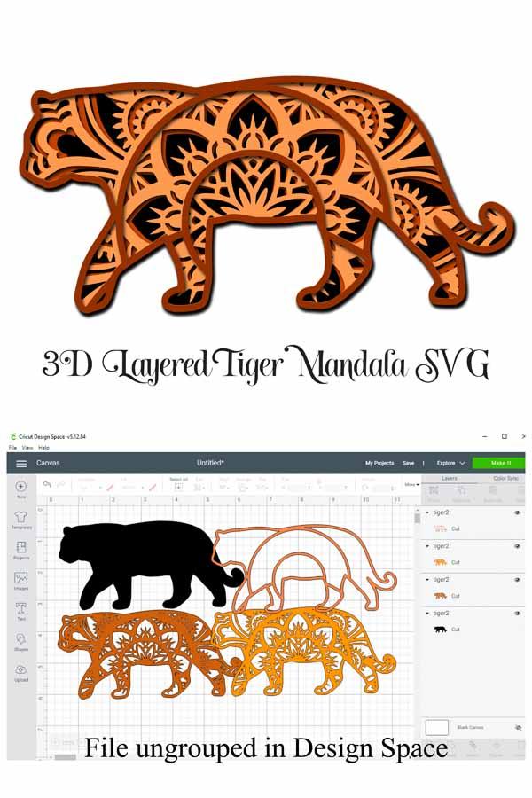 Download Tiger Mandala Layered SVG File - 4 Layers - So Fontsy