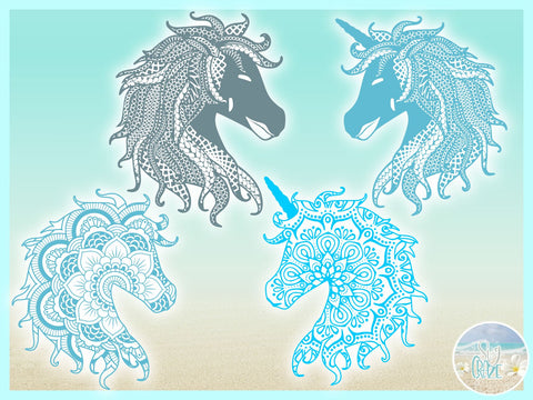 Download Unicorn And Horse Mandala Zentangle Mini Bundle Svg So Fontsy