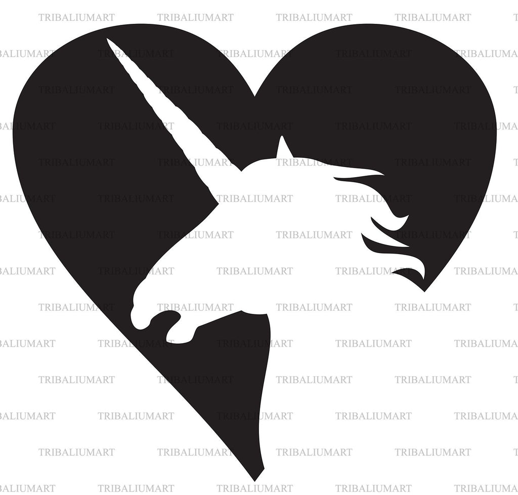 Unicorn heart. Cut files for Cricut. Clip Art silhouette (eps, svg, pdf