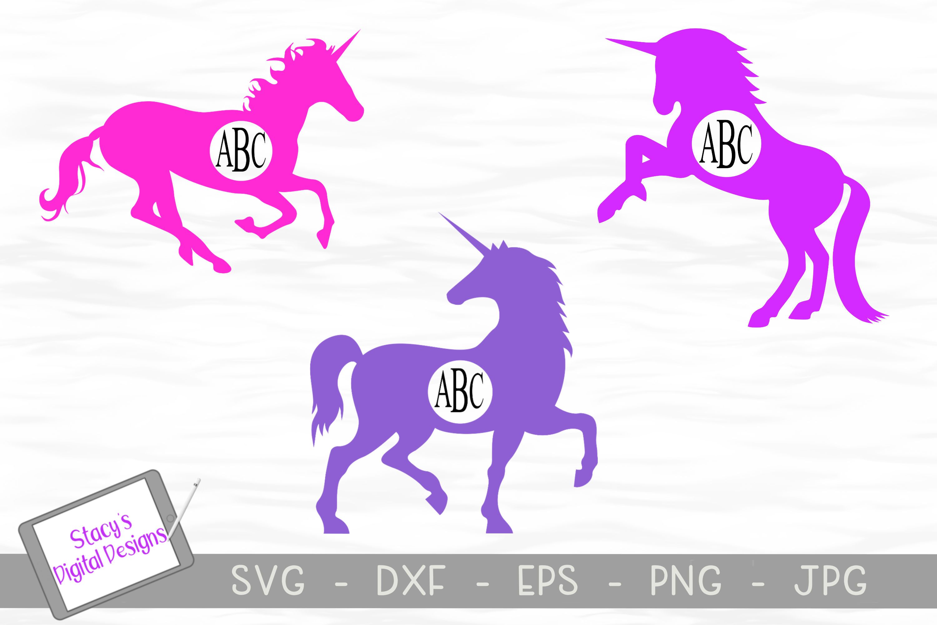 Download Unicorn Monogram Frame Svg Bundle 3 Unicorn Designs So Fontsy