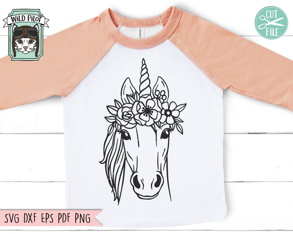 Download Unicorn With Flower Crown SVG Cut File - So Fontsy
