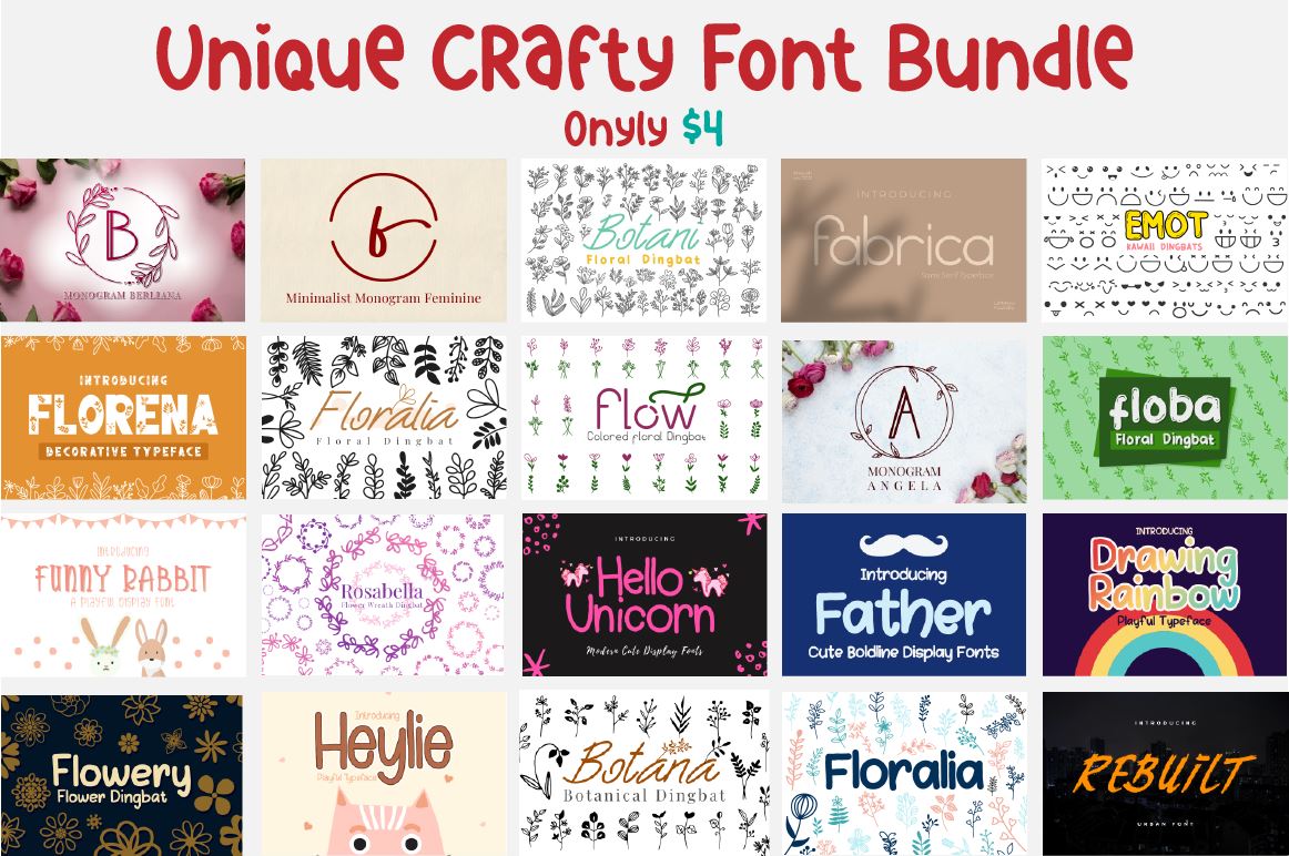 Unique Craft Font Bundle | Dingbat & Display font