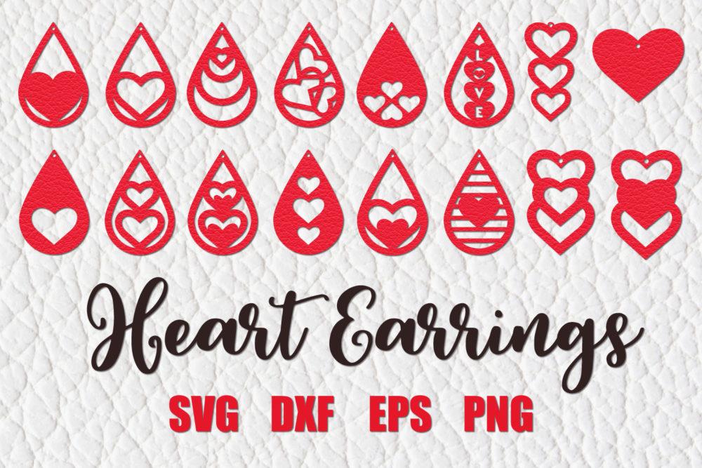 Download Valentine Earrings Svg Heart Earrings Svg Earrings Cut File Faux Leather Earrings Bundle So Fontsy