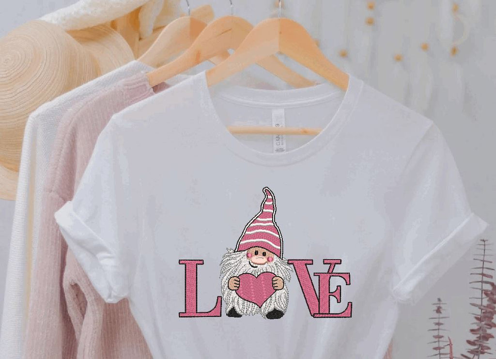 Valentine LOVE Gnome with heart Machine Embroidery Design - So Fontsy