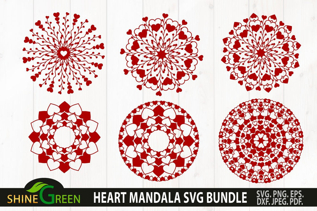 Download Valentine Mandala SVG Bundle - Floral Heart Mandala Bundle - So Fontsy