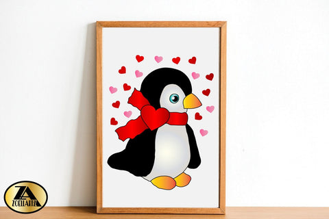 Download Valentine Sublimation Png Baby Penguin With Hearts Png So Fontsy