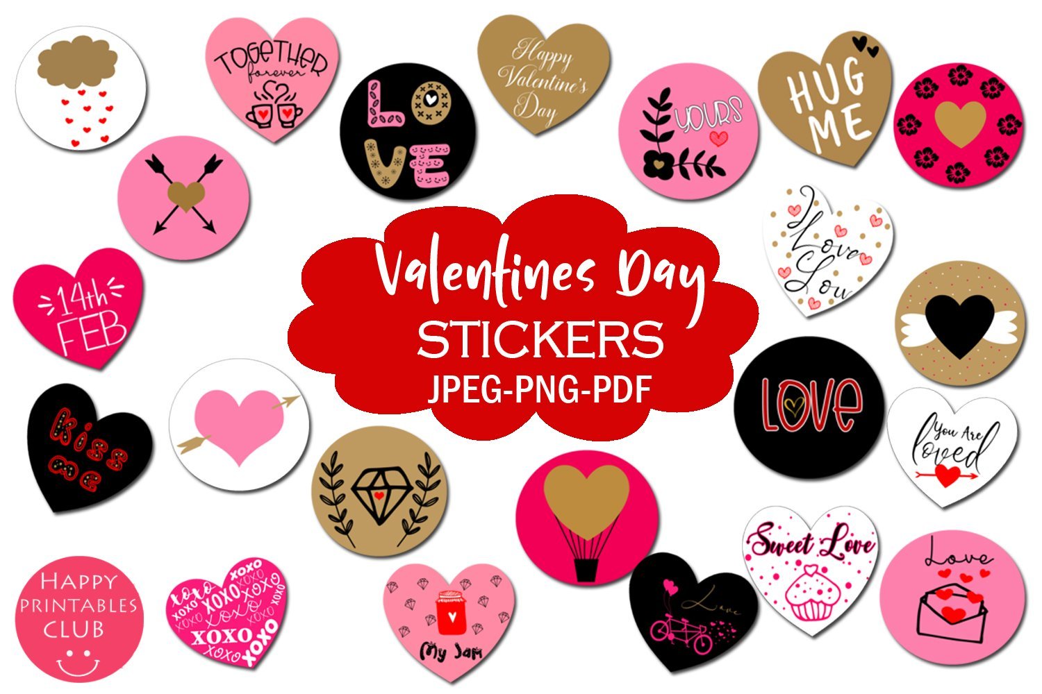 Valentines Day Stickers Cute Stickers Valentines Day So Fontsy