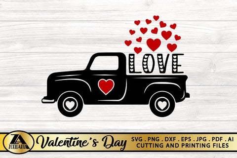 Download Valentines Day Truck With Hearts Svg Love Truck Svg Cut File So Fontsy