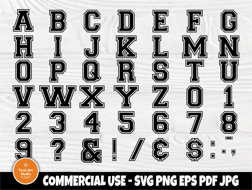 Varsity font SVG | College font svg | Varsity alphabet svg | Svg cut ...