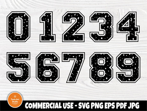 Download Varsity Numbers Svg Grunge Svg Birthday Numbers Numbers Cut Files Distressed Number Svg Svg Files For Cricut And Silhouette Cameo So Fontsy