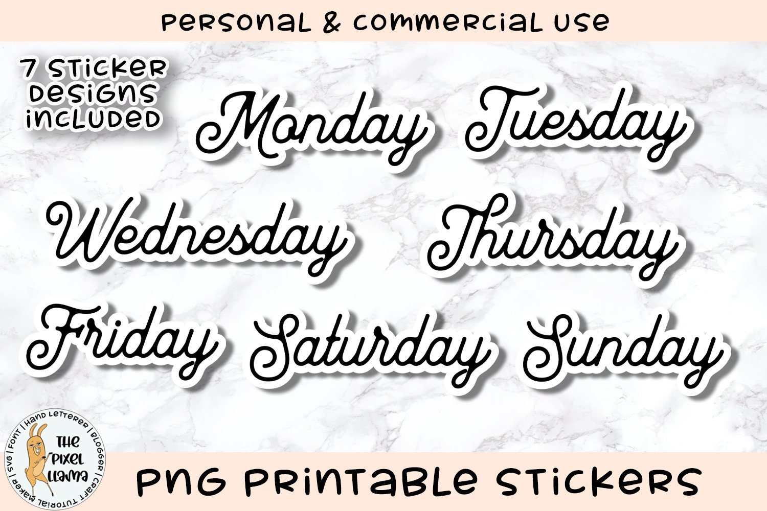 Download Vintage Days Of The Week Planner Stickers Printable Png So Fontsy