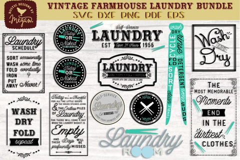 Download Vintage Farmhouse Laundry Svg Bundle Svg Dxf So Fontsy