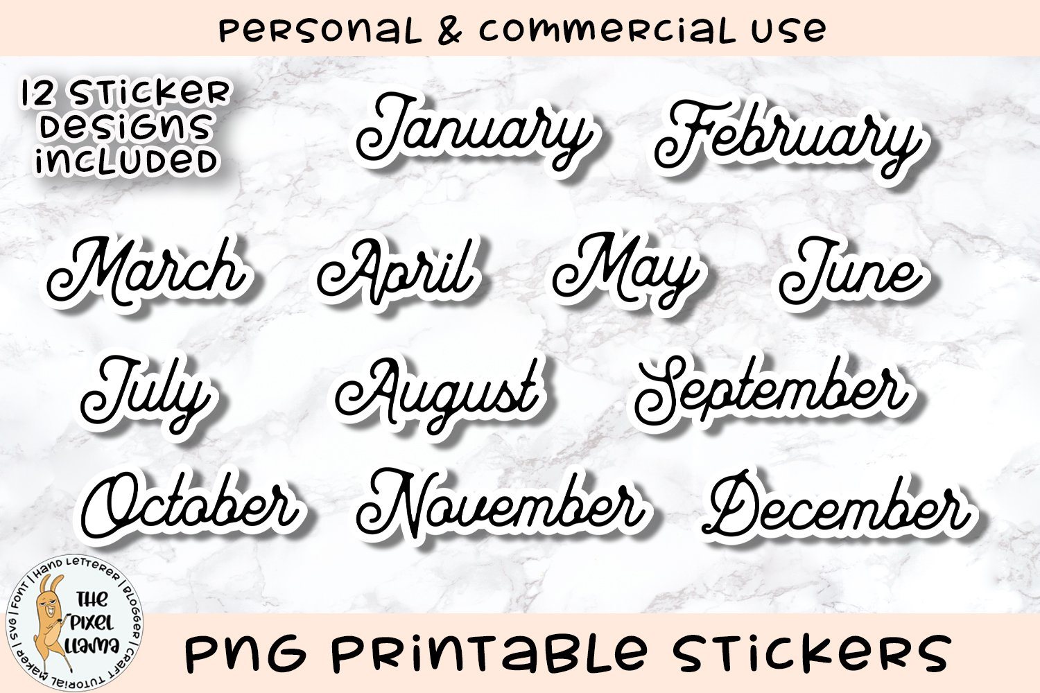 Download Vintage Months Planner Stickers Printable Png So Fontsy