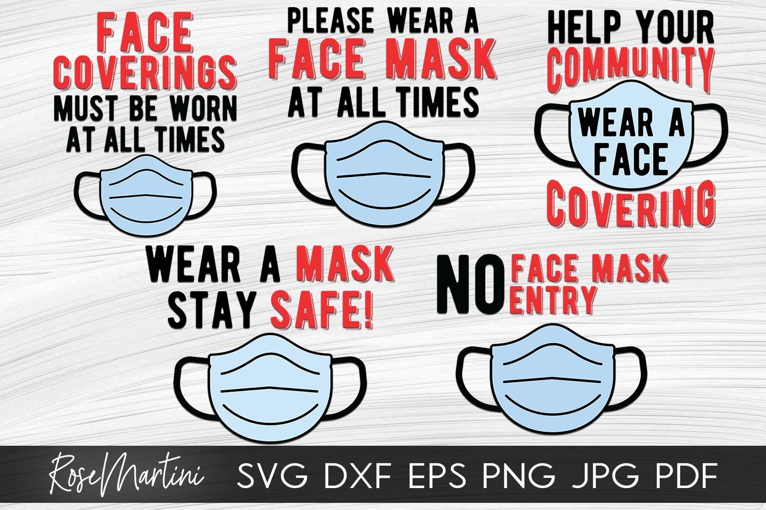 Download Wear A Mask Signs Bundle Of 5 Designs Svg Files For Cutting Machines Cricut Silhouette Sublimation Designs Face Covering Sign So Fontsy