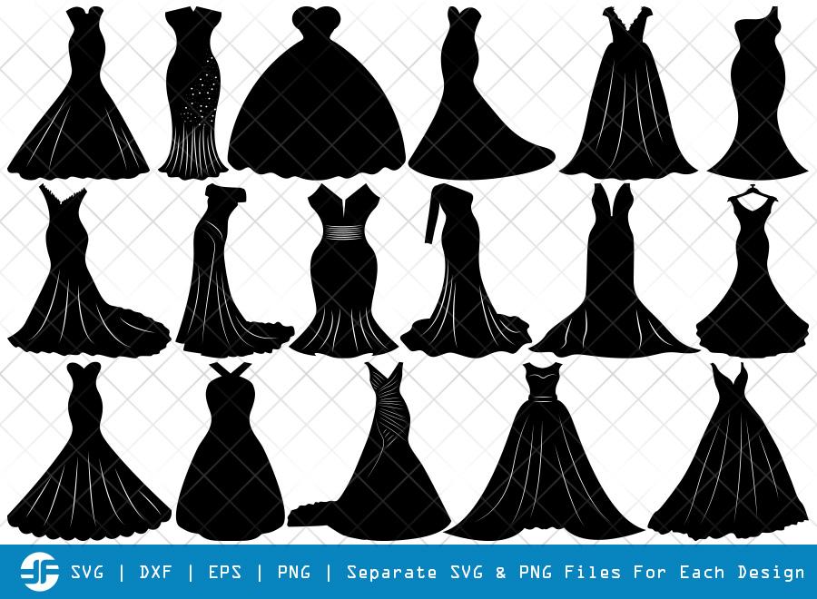 Wedding Dress Svg Cut Files Sexy Dress Silhouette Bundle So Fontsy 9428