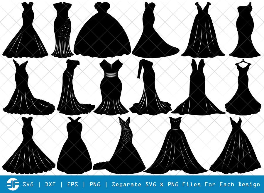 Download Wedding Dress Svg Cut Files Sexy Dress Silhouette Bundle So Fontsy